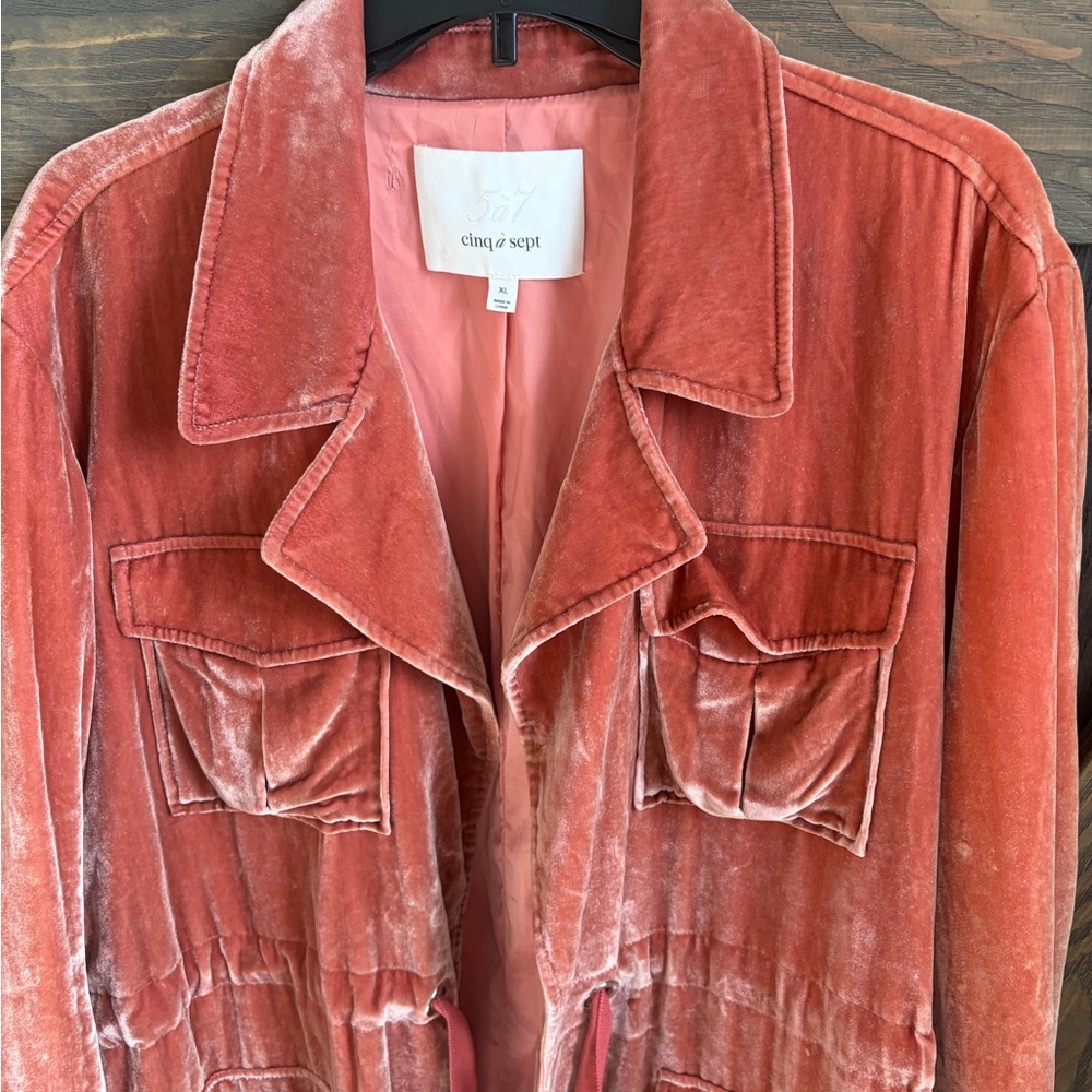 Cinq à Sept Coral Velvet Utility Jacket - Picture 2 of 9